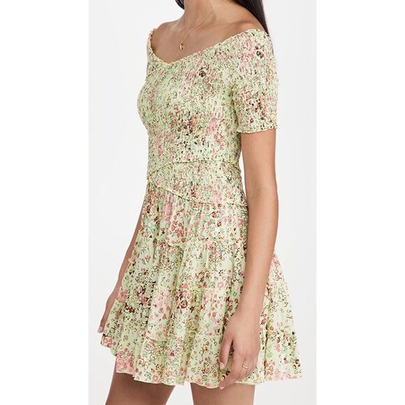 Poupette St Barth Mini Dress Soledad Dress - Green Murrina Size L - Picture 2 of 12